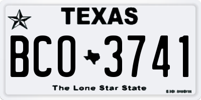 TX license plate BCO3741