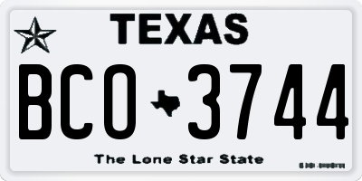 TX license plate BCO3744