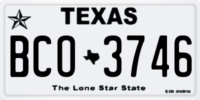 TX license plate BCO3746