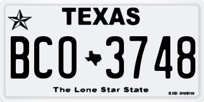 TX license plate BCO3748