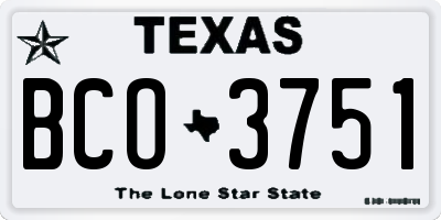 TX license plate BCO3751