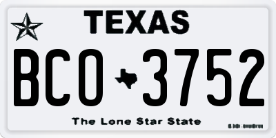 TX license plate BCO3752
