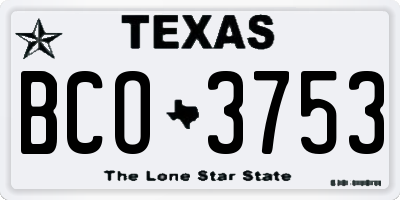 TX license plate BCO3753