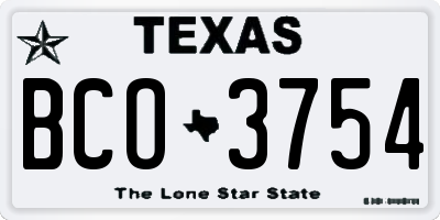 TX license plate BCO3754