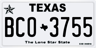 TX license plate BCO3755