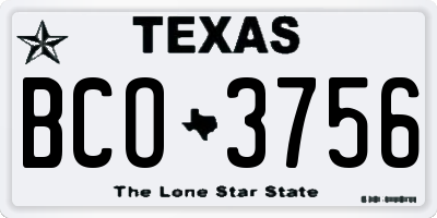 TX license plate BCO3756