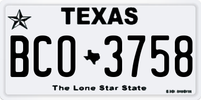 TX license plate BCO3758