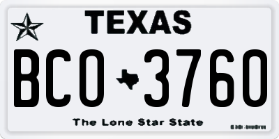 TX license plate BCO3760