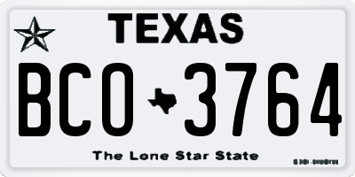 TX license plate BCO3764