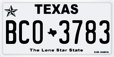 TX license plate BCO3783