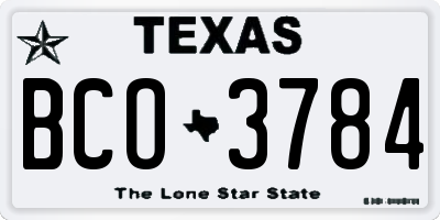 TX license plate BCO3784