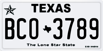 TX license plate BCO3789