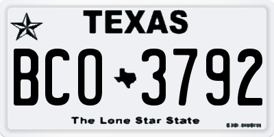 TX license plate BCO3792