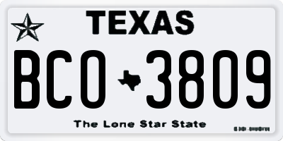 TX license plate BCO3809