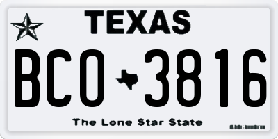 TX license plate BCO3816
