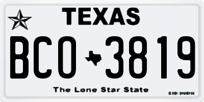 TX license plate BCO3819