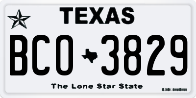 TX license plate BCO3829