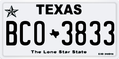 TX license plate BCO3833