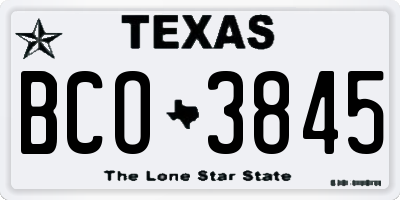 TX license plate BCO3845