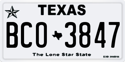 TX license plate BCO3847