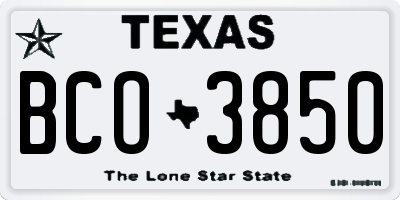 TX license plate BCO3850
