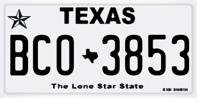 TX license plate BCO3853