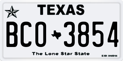 TX license plate BCO3854