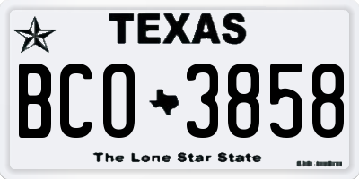 TX license plate BCO3858