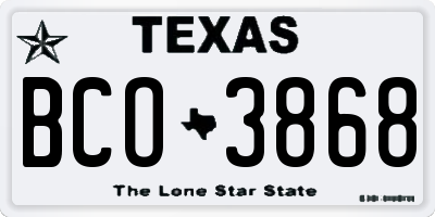 TX license plate BCO3868