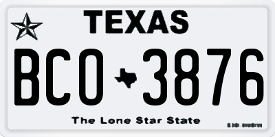 TX license plate BCO3876