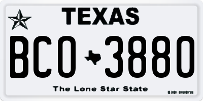 TX license plate BCO3880