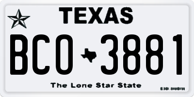 TX license plate BCO3881