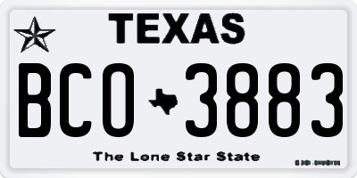TX license plate BCO3883
