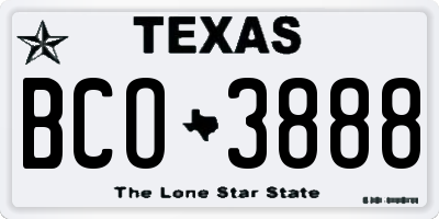 TX license plate BCO3888