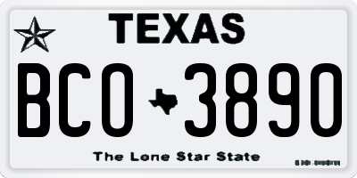 TX license plate BCO3890