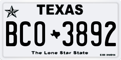 TX license plate BCO3892