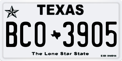 TX license plate BCO3905