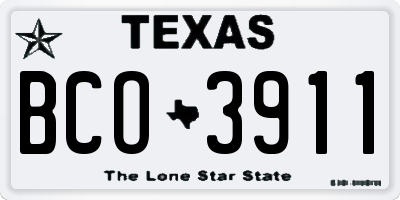 TX license plate BCO3911