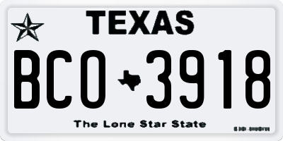 TX license plate BCO3918