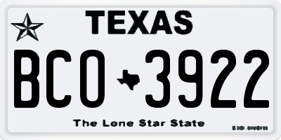 TX license plate BCO3922