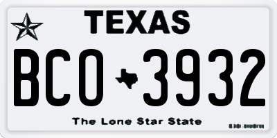 TX license plate BCO3932