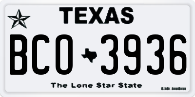 TX license plate BCO3936