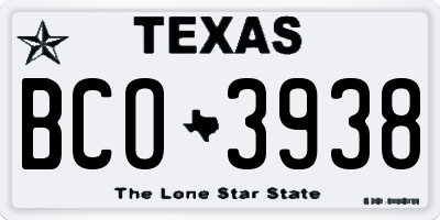TX license plate BCO3938