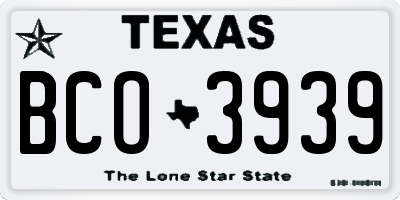 TX license plate BCO3939