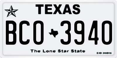 TX license plate BCO3940