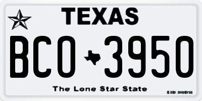 TX license plate BCO3950