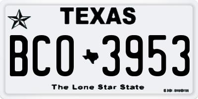 TX license plate BCO3953