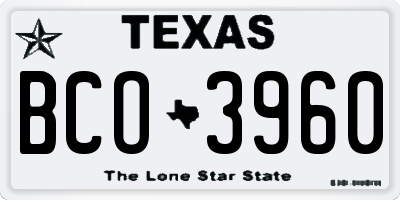 TX license plate BCO3960