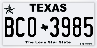TX license plate BCO3985