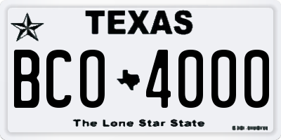 TX license plate BCO4000